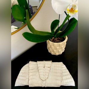 Crocodile Clutch White Vintage 100% leather